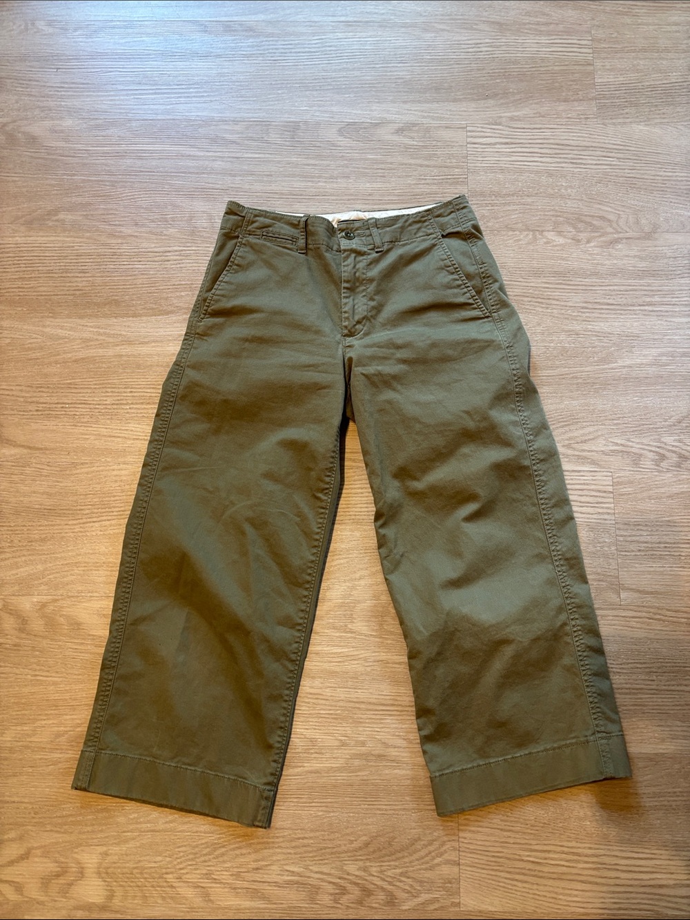 Polo Ralph Lauren Women’s Sz 2 Cropped Wide Leg Cotton Chino Pant Stretch Green